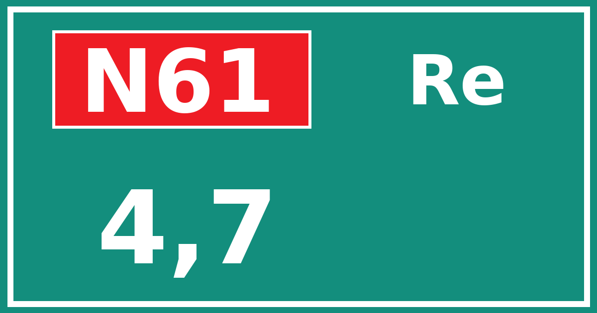 Hectometerbord N61 4,7 zijde Re