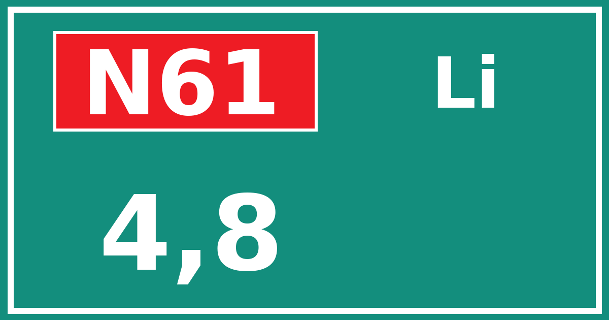 Hectometerbord N61 4,8 zijde Li