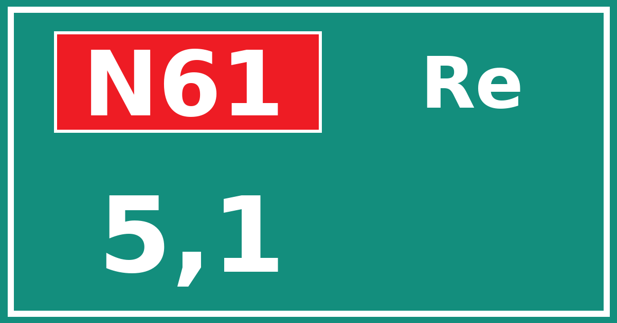 Hectometerbord N61 5,1 zijde Re