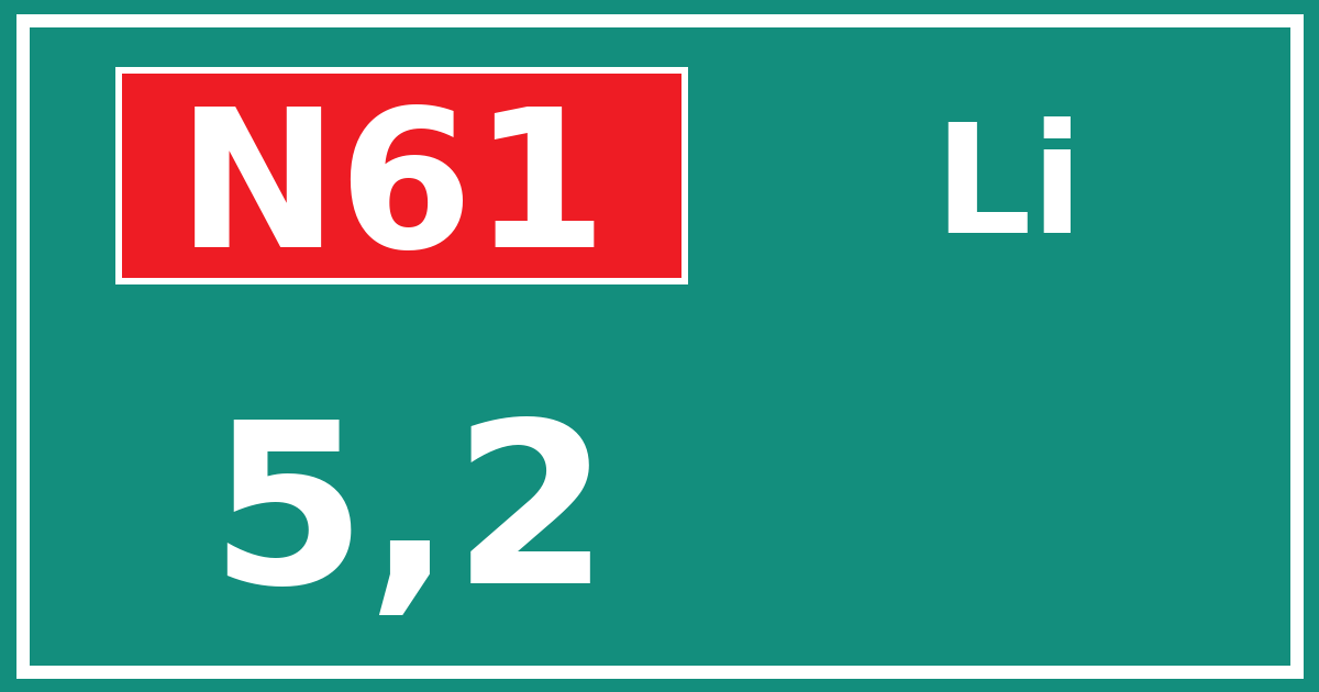 Hectometerbord N61 5,2 zijde Li