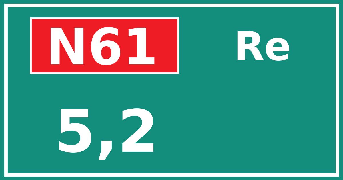 Hectometerbord N61 5,2 zijde Re