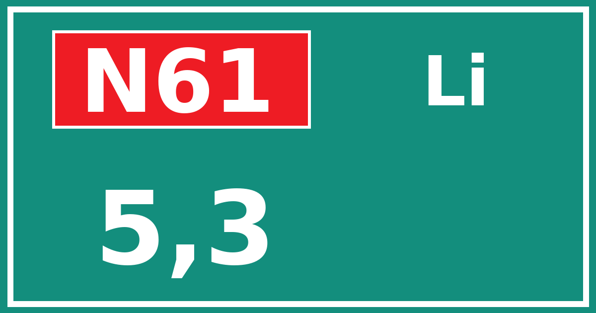 Hectometerbord N61 5,3 zijde Li