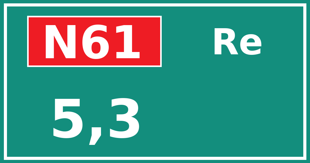 Hectometerbord N61 5,3 zijde Re