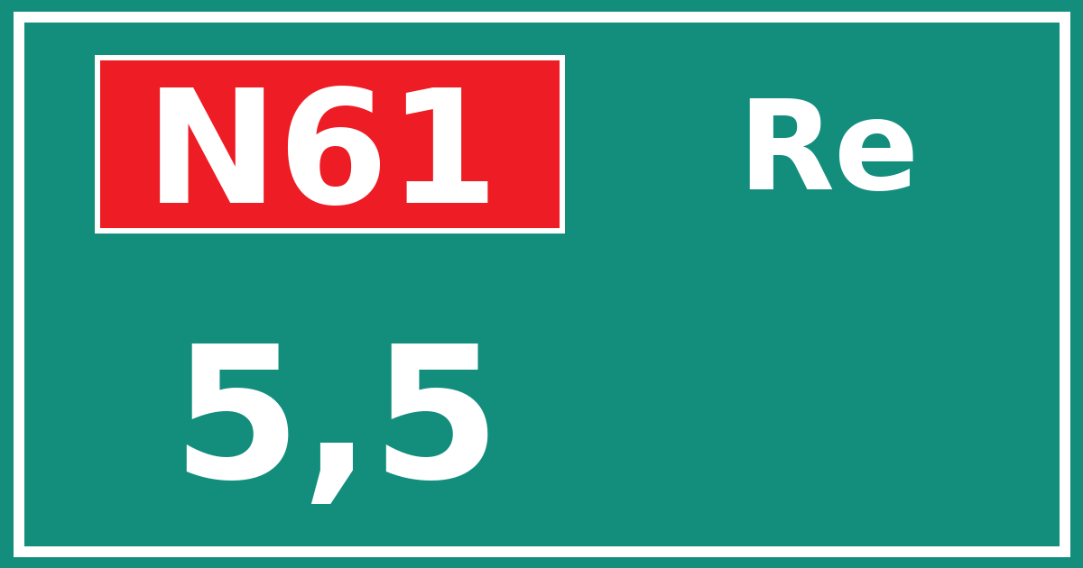 Hectometerbord N61 5,5 zijde Re