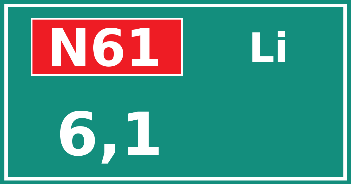 Hectometerbord N61 6,1 zijde Li