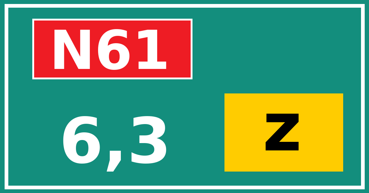 Hectometerbord N61 6,3 letter z