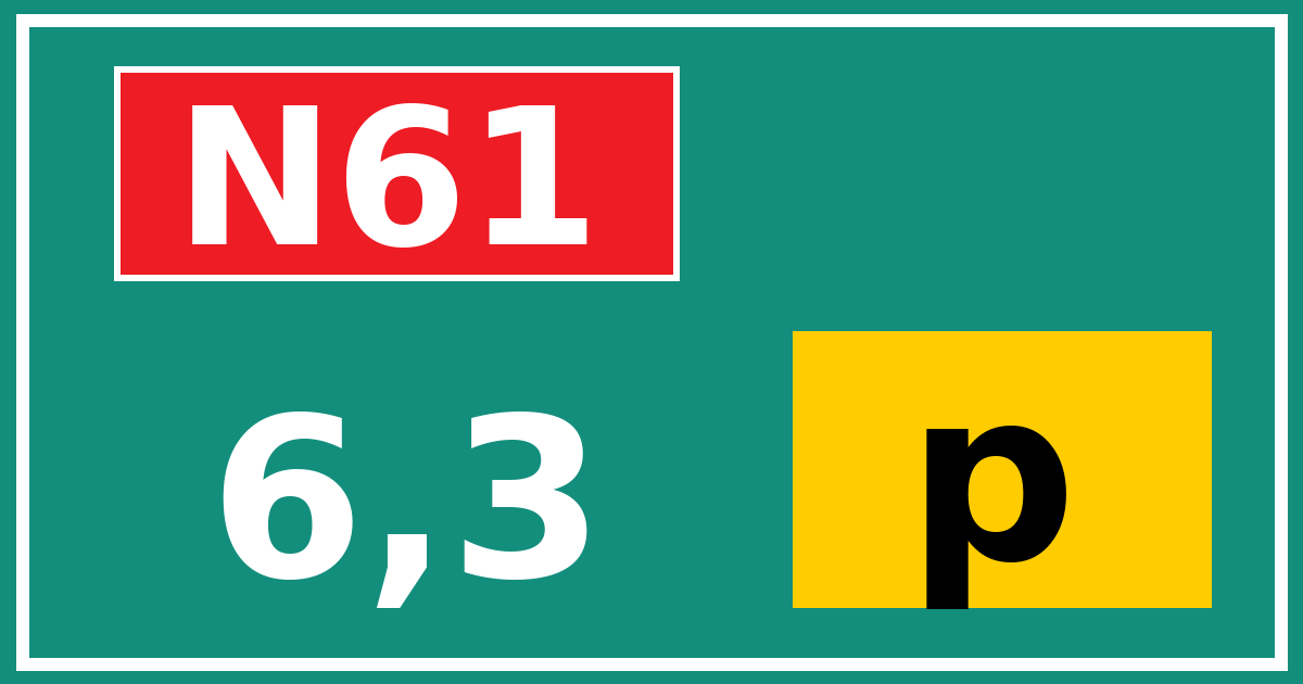 Hectometerbord N61 6,3 letter p