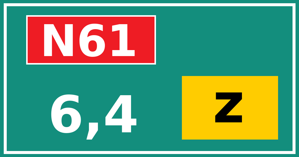 Hectometerbord N61 6,4 letter z