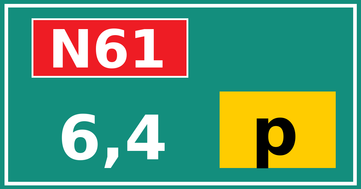 Hectometerbord N61 6,4 letter p