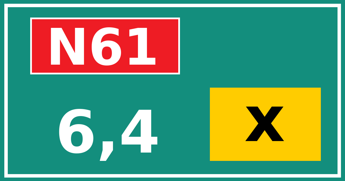 Hectometerbord N61 6,4 letter x