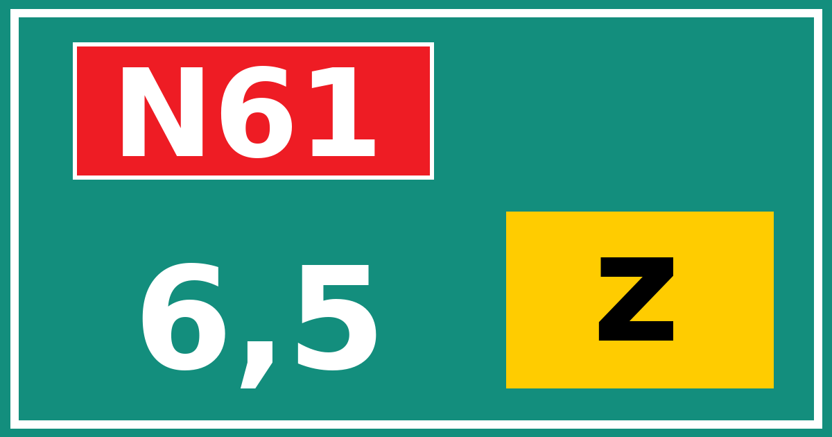 Hectometerbord N61 6,5 letter z