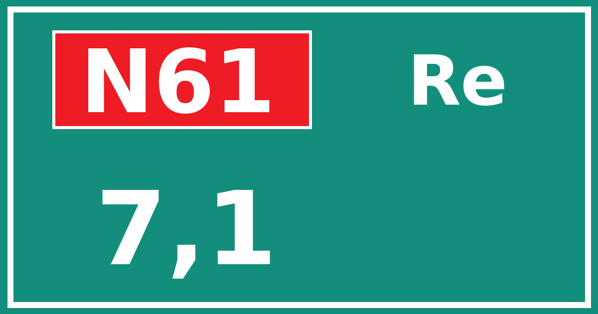 Hectometerbord N61 7,1 zijde Re