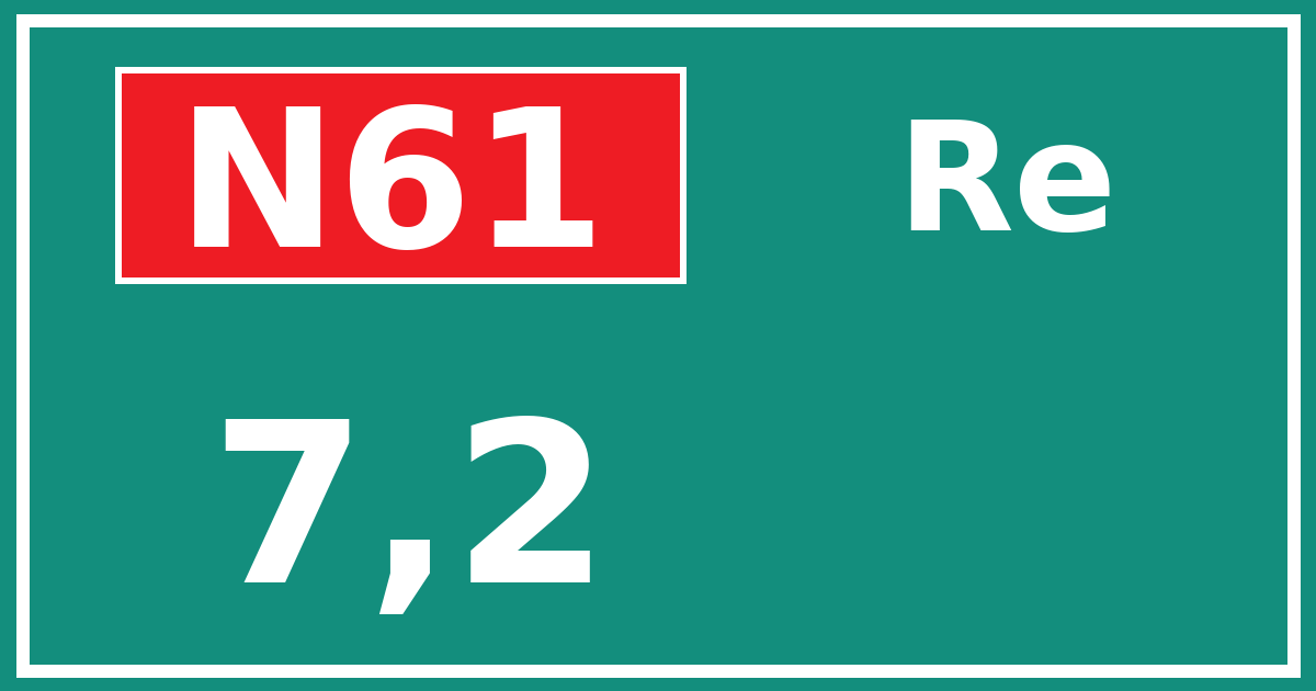 Hectometerbord N61 7,2 zijde Re