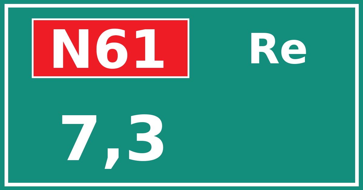Hectometerbord N61 7,3 zijde Re