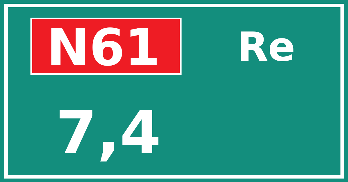 Hectometerbord N61 7,4 zijde Re