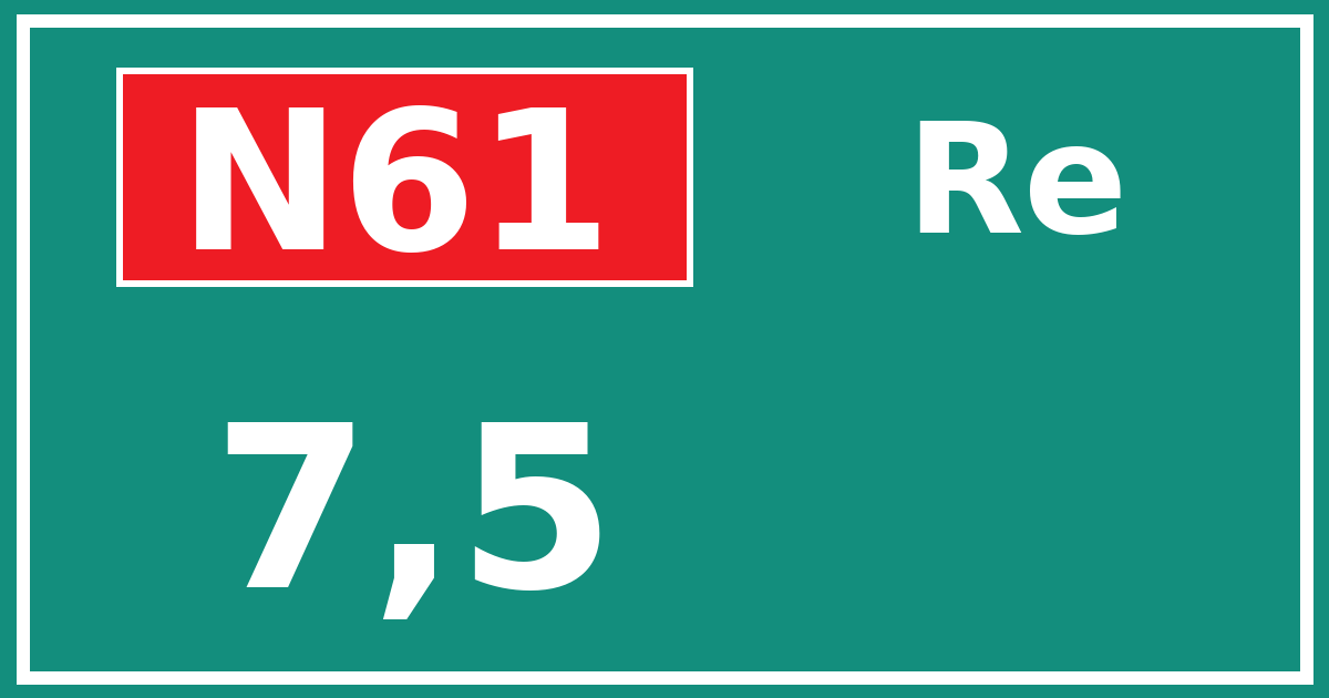 Hectometerbord N61 7,5 zijde Re