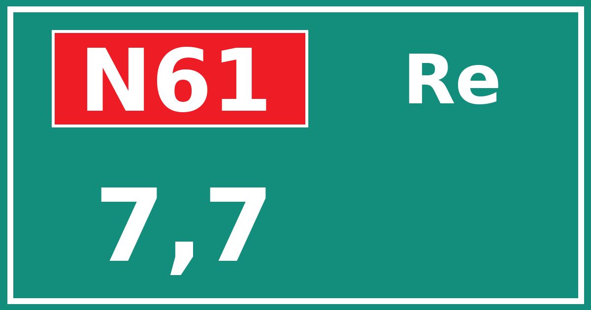 Hectometerbord N61 7,7 zijde Re