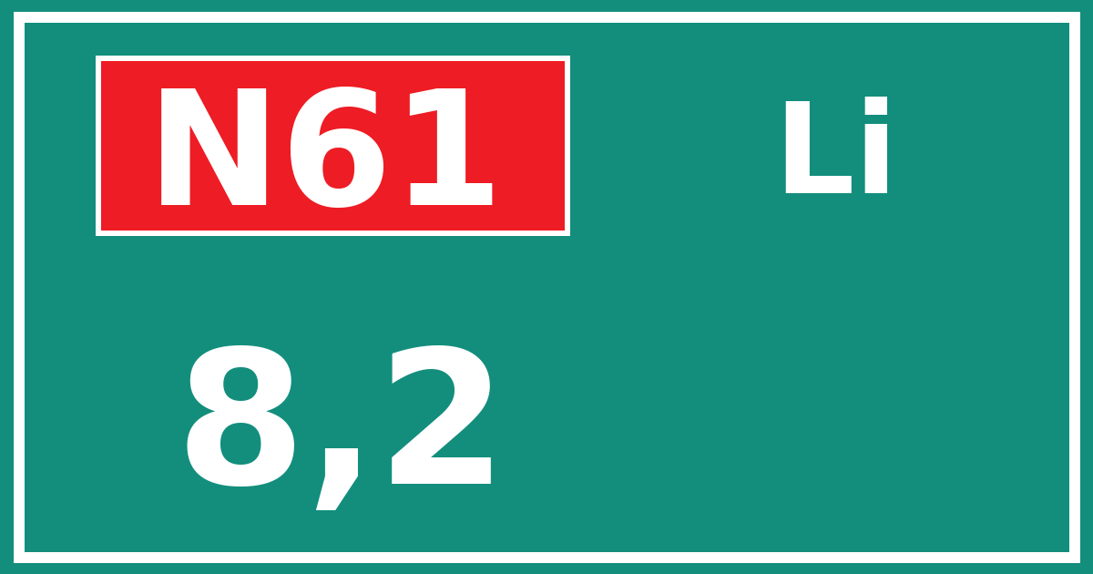 Hectometerbord N61 8,2 zijde Li