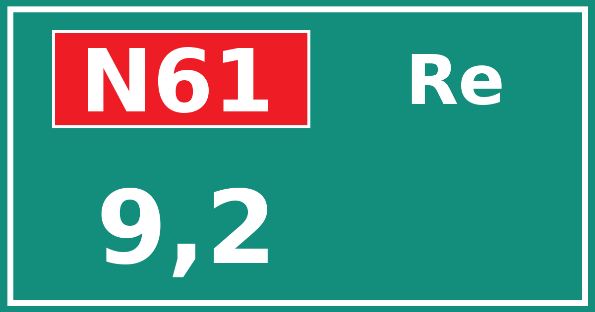 Hectometerbord N61 9,2 zijde Re