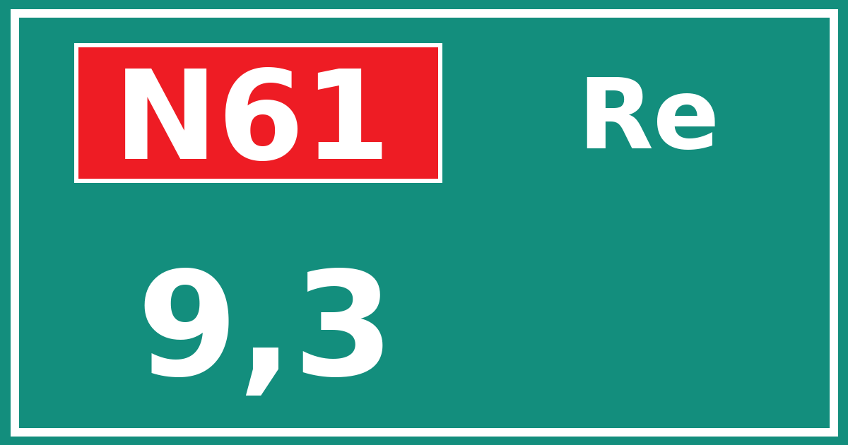 Hectometerbord N61 9,3 zijde Re