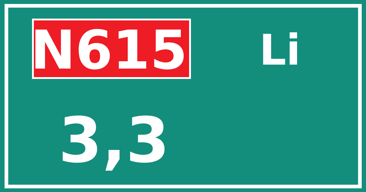 Hectometerbord N615 3,3 zijde Li