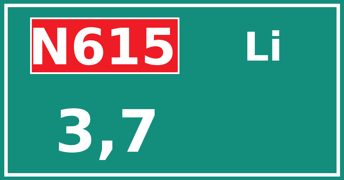 Hectometerbord N615 3,7 zijde Li