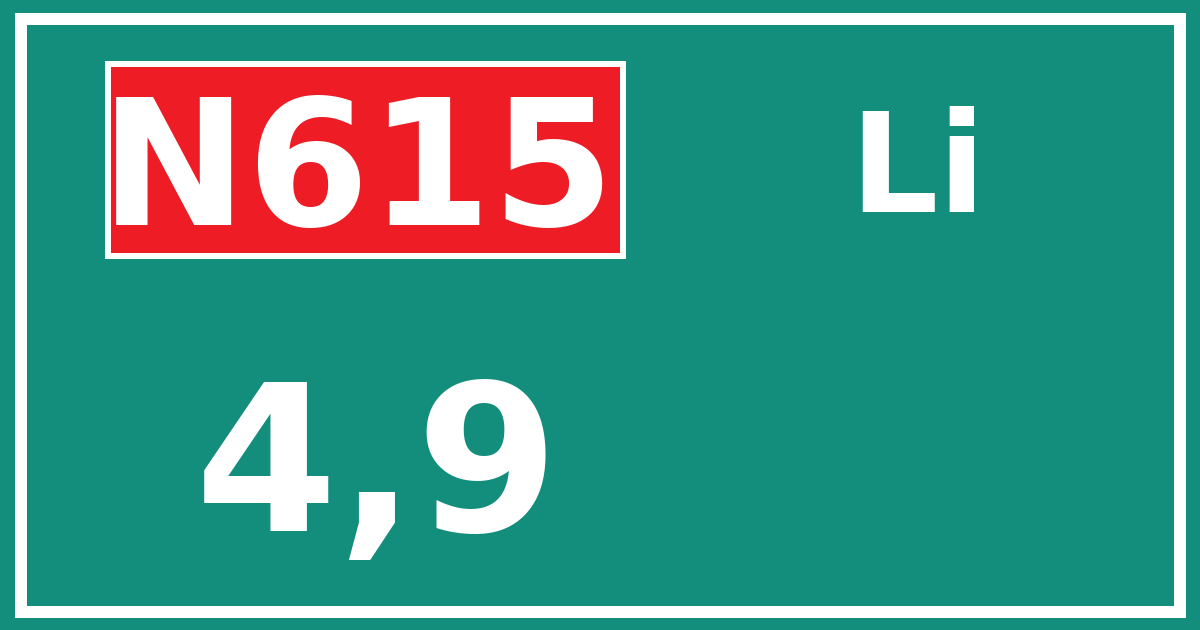 Hectometerbord N615 4,9 zijde Li