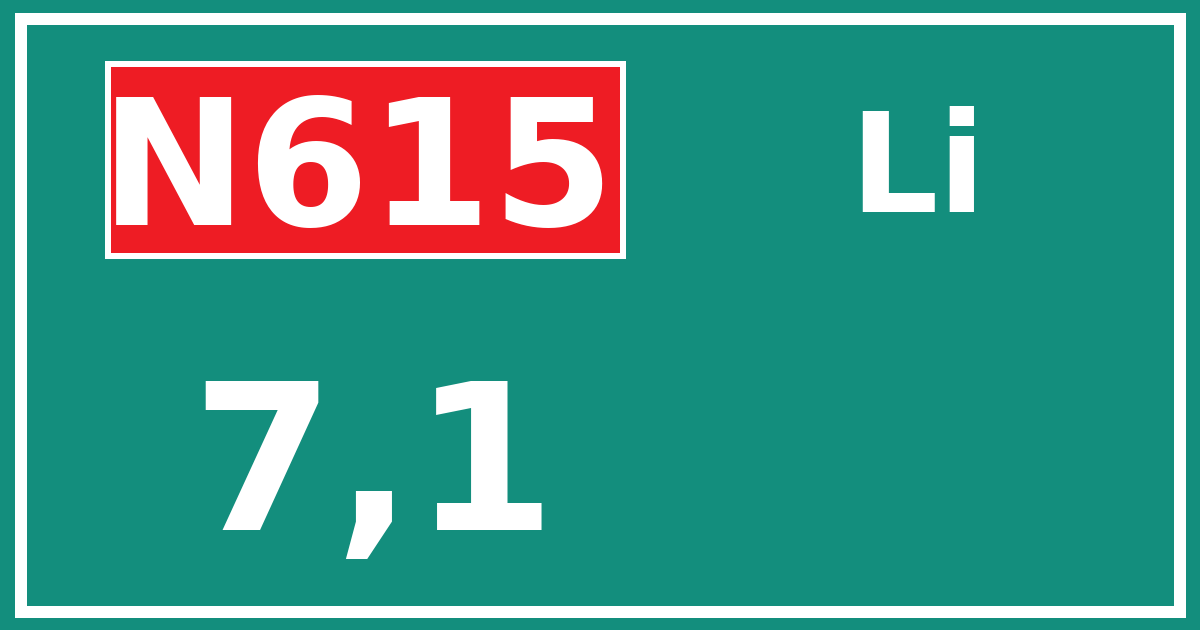 Hectometerbord N615 7,1 zijde Li