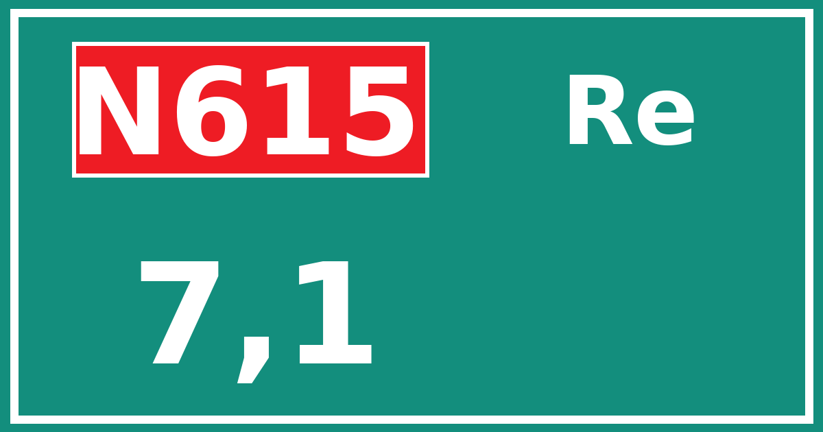 Hectometerbord N615 7,1 zijde Re