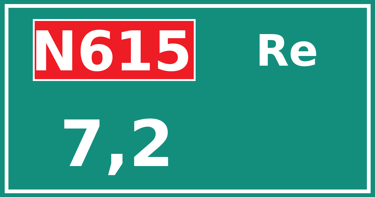 Hectometerbord N615 7,2 zijde Re