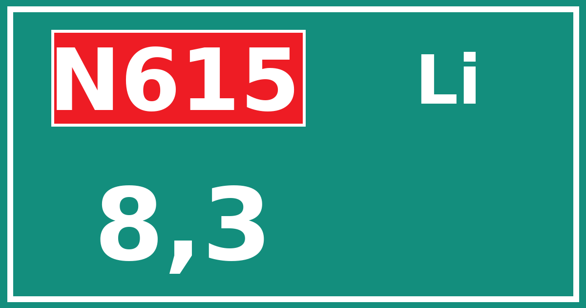 Hectometerbord N615 8,3 zijde Li