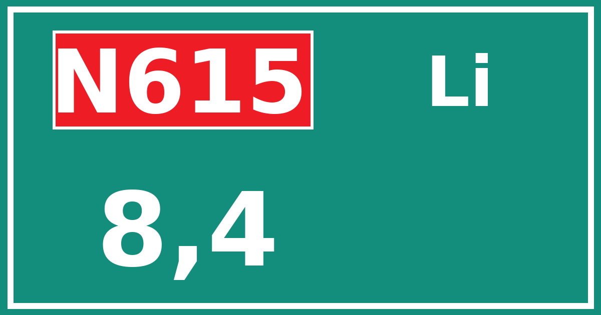 Hectometerbord N615 8,4 zijde Li