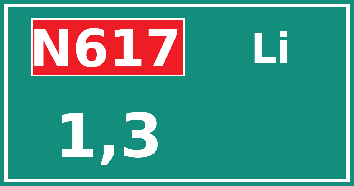Hectometerbord N617 1,3 zijde Li