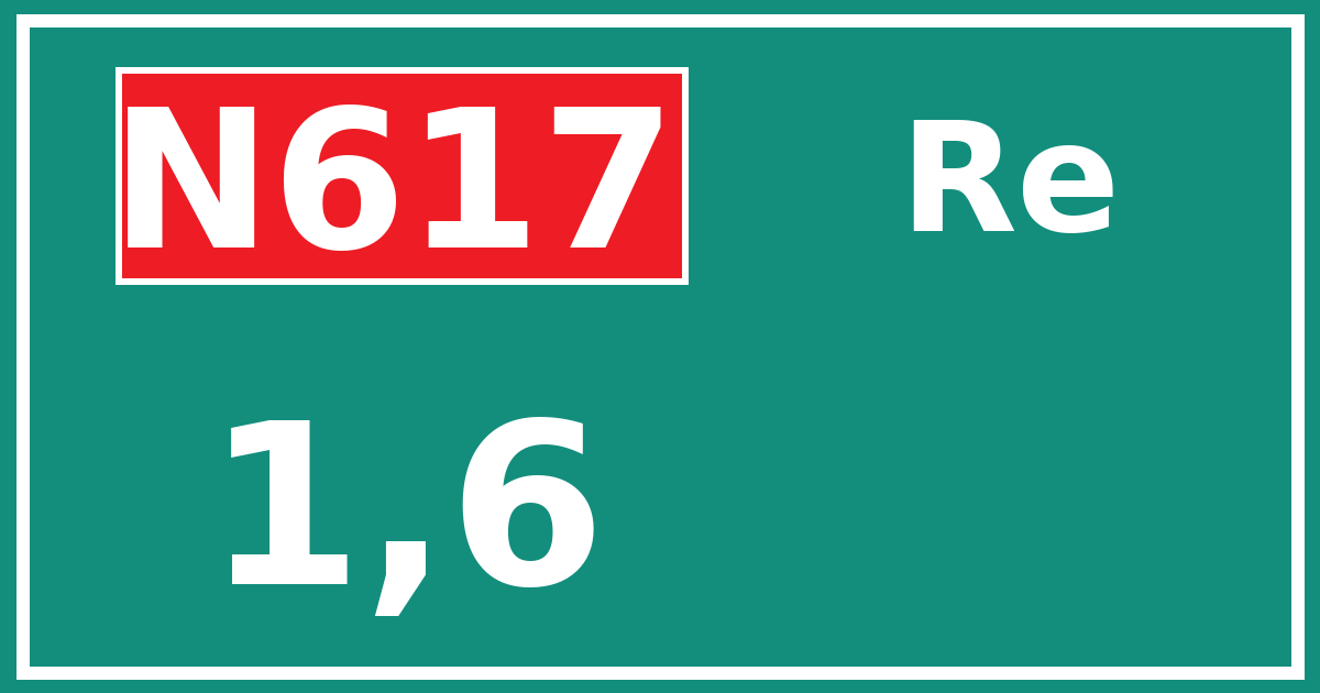 Hectometerbord N617 1,6 zijde Re