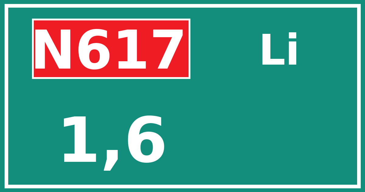 Hectometerbord N617 1,6 zijde Li