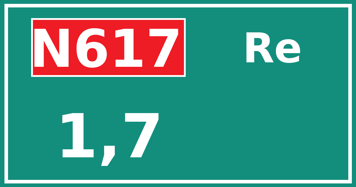 Hectometerbord N617 1,7 zijde Re