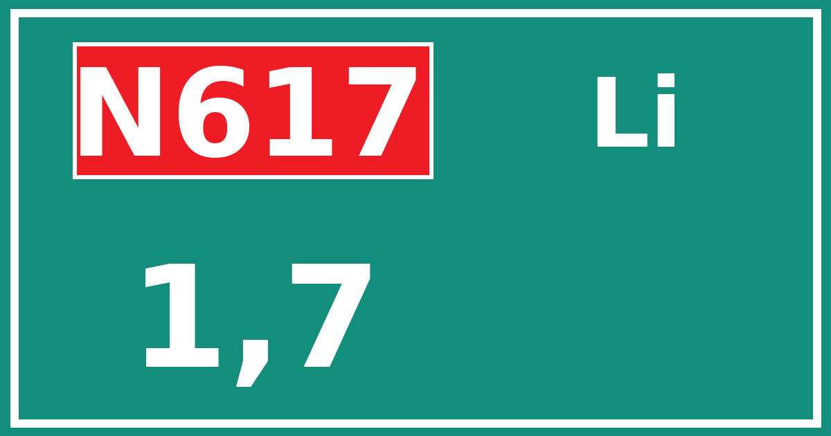 Hectometerbord N617 1,7 zijde Li
