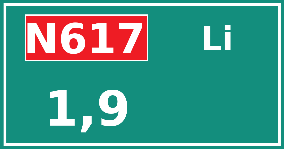 Hectometerbord N617 1,9 zijde Li