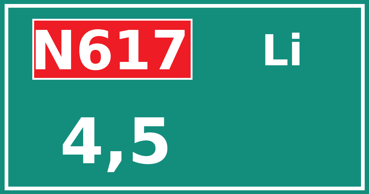 Hectometerbord N617 4,5 zijde Li