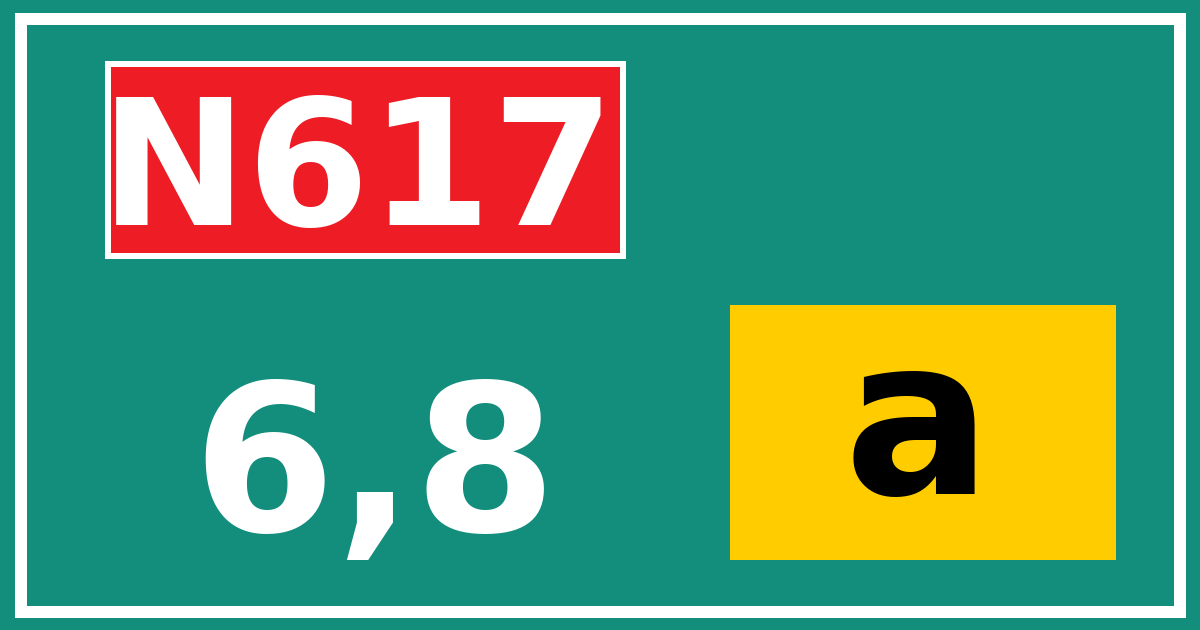 Hectometerbord N617 6,8 letter a