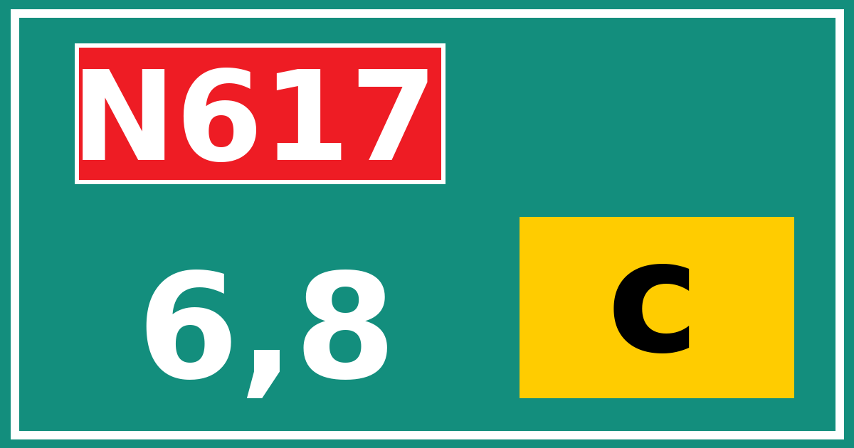 Hectometerbord N617 6,8 letter c