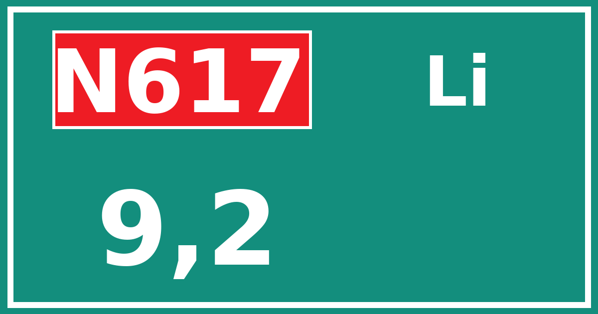Hectometerbord N617 9,2 zijde Li
