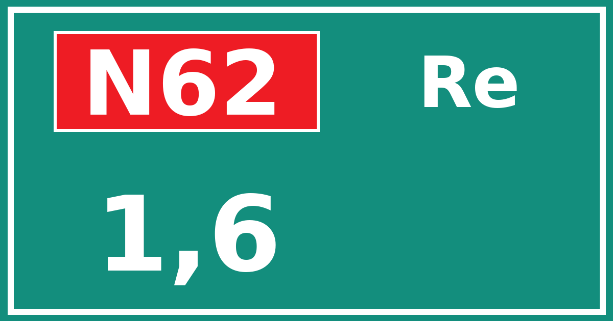 Hectometerbord N62 1,6 zijde Re