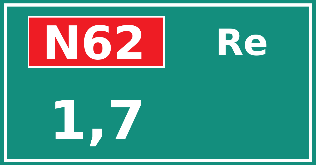 Hectometerbord N62 1,7 zijde Re