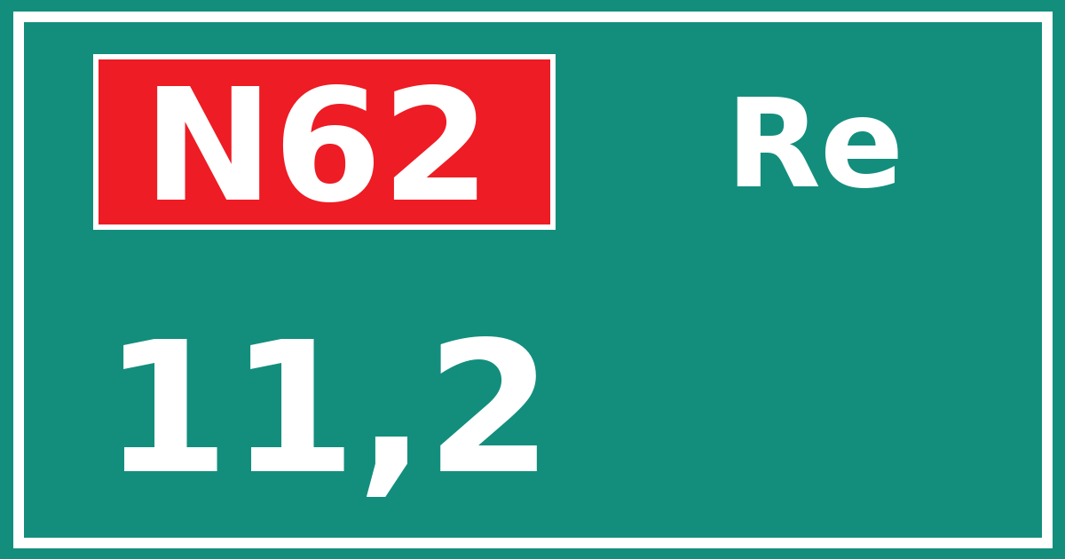 Hectometerbord N62 11,2 zijde Re