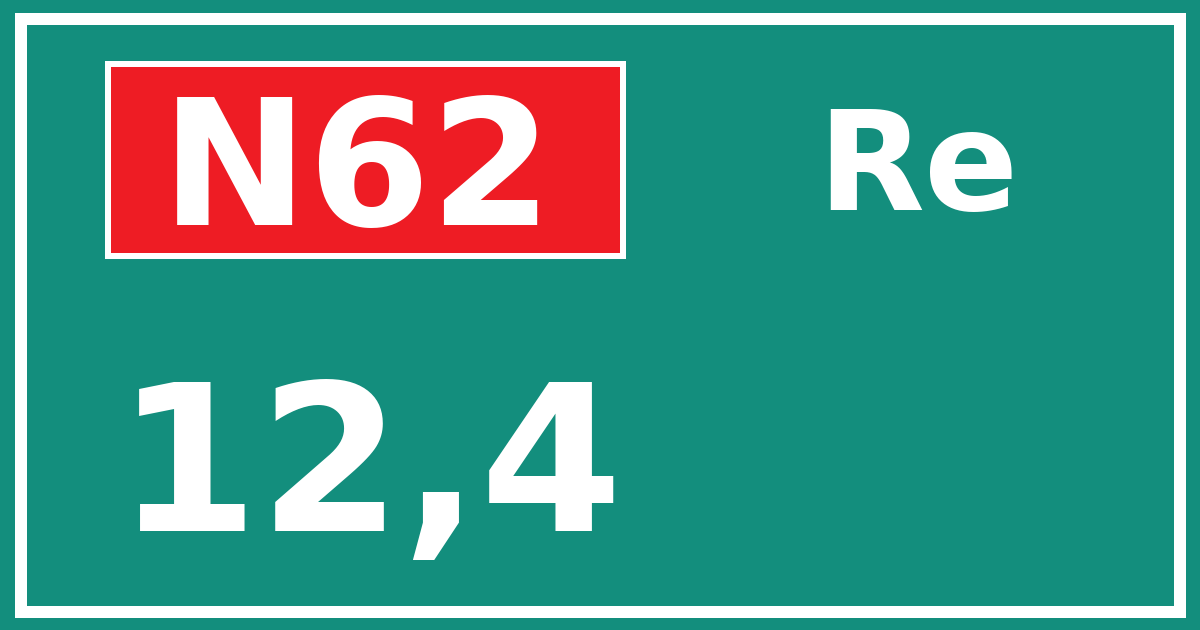 Hectometerbord N62 12,4 zijde Re