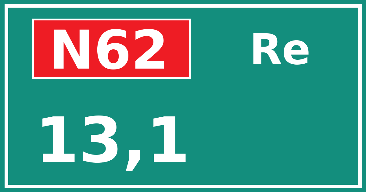 Hectometerbord N62 13,1 zijde Re