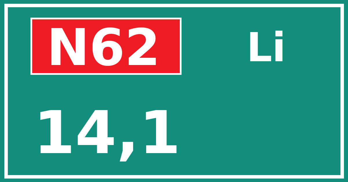 Hectometerbord N62 14,1 zijde Li