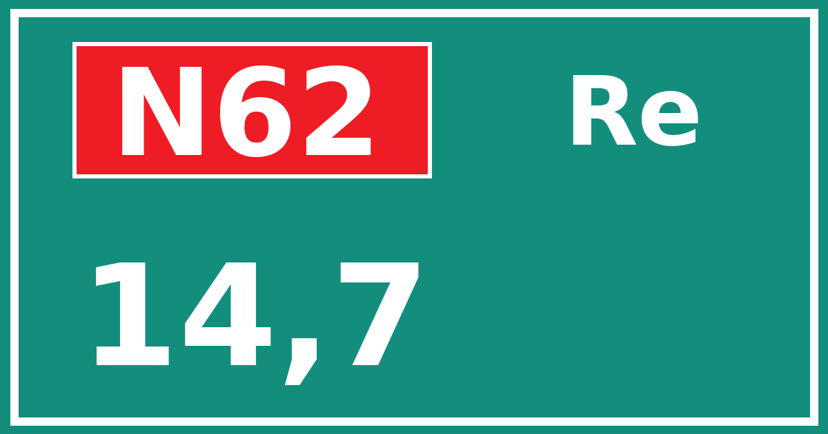 Hectometerbord N62 14,7 zijde Re