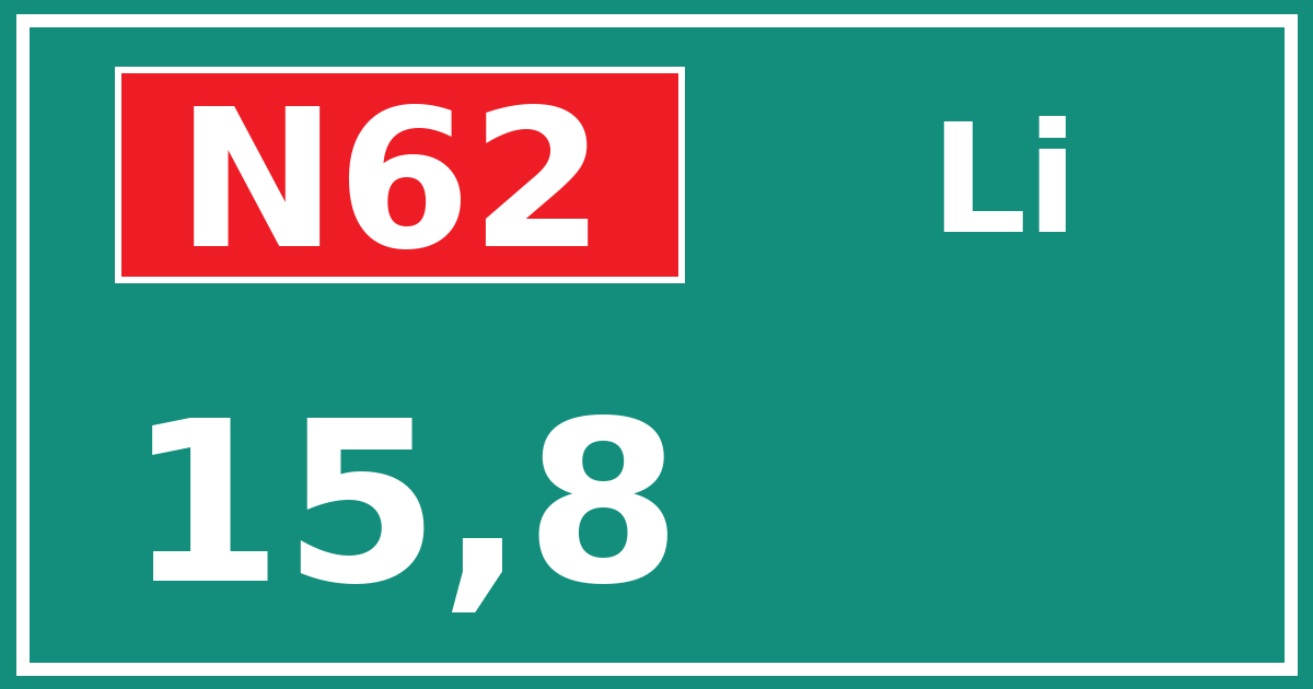 Hectometerbord N62 15,8 zijde Li